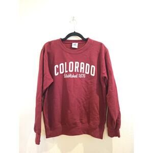 Burgundy Colorado Spellout Sweatshirt Prairie Mountain Sz S Collegiate Academia
